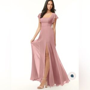 Azazie Mauve Flutter Sleeve Wedding Dress